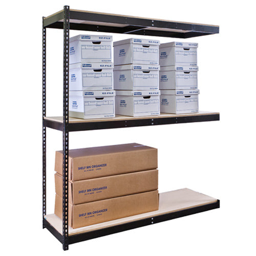 3-Shelf Double Rivet Shelving Add-On Units - Black