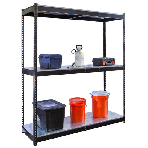 3-Shelf Double Rivet Shelving Starter Units - Black