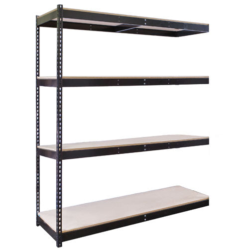 4-Shelf Double Rivet Shelving Add-On Units - Black