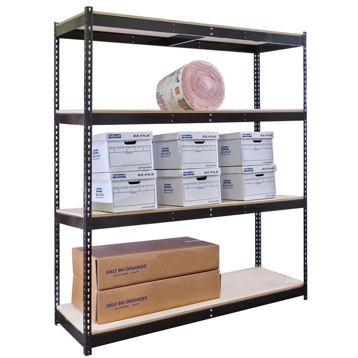 4-Shelf Double Rivet Shelving Starter Units - Black