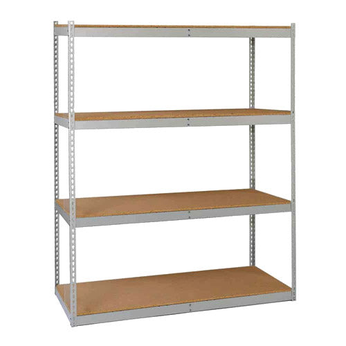 Lyon 4-Shelf Double Rivet Shelving Starter Units - Gray