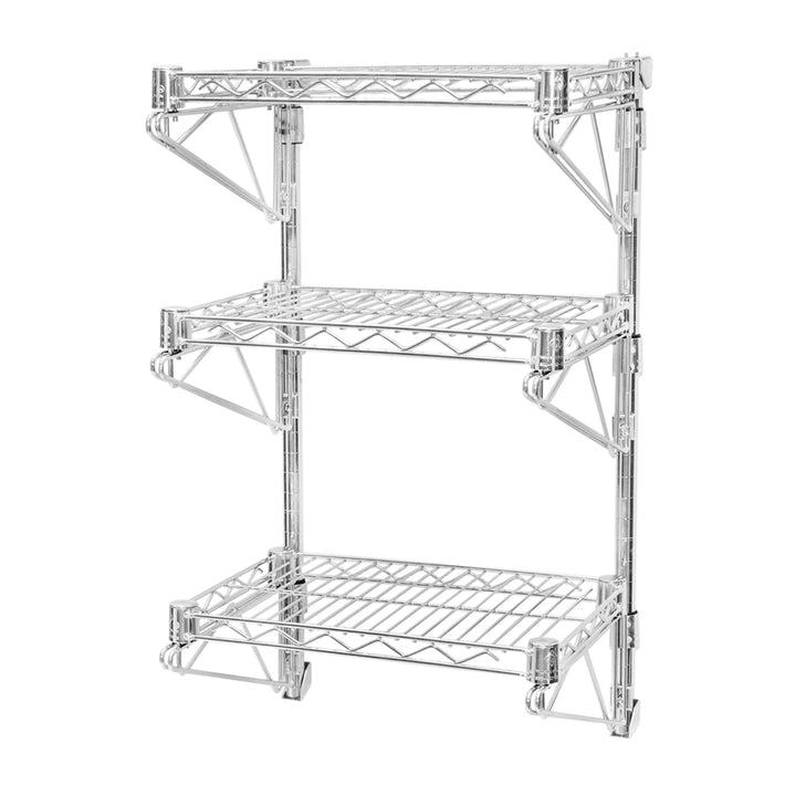 Adjustable Wall-Mounted Wire Shelving with 3 Shelves