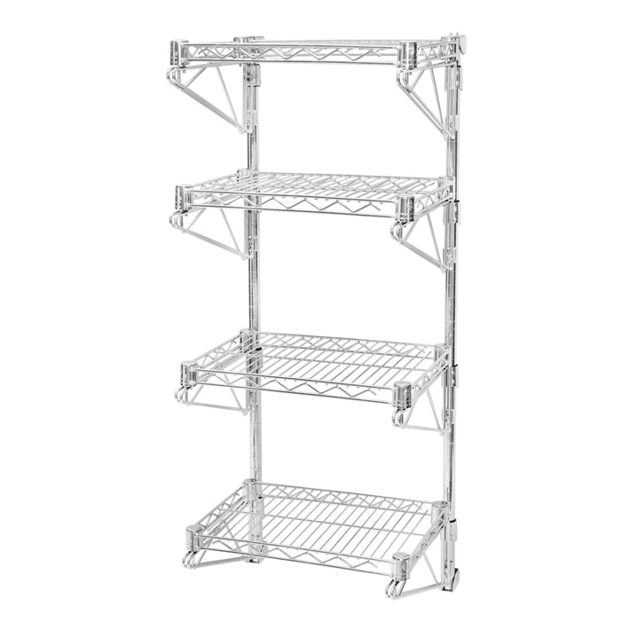 Adjustable Wall-Mounted Wire Shelving with 4 Shelves