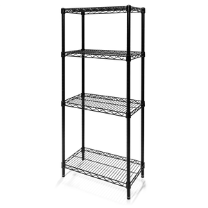 12"d x 64"h Black Wire Shelving w/ 4 Shelves