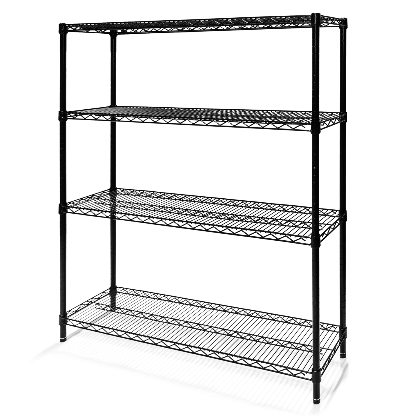 12"d x 64"h Black Wire Shelving w/ 4 Shelves