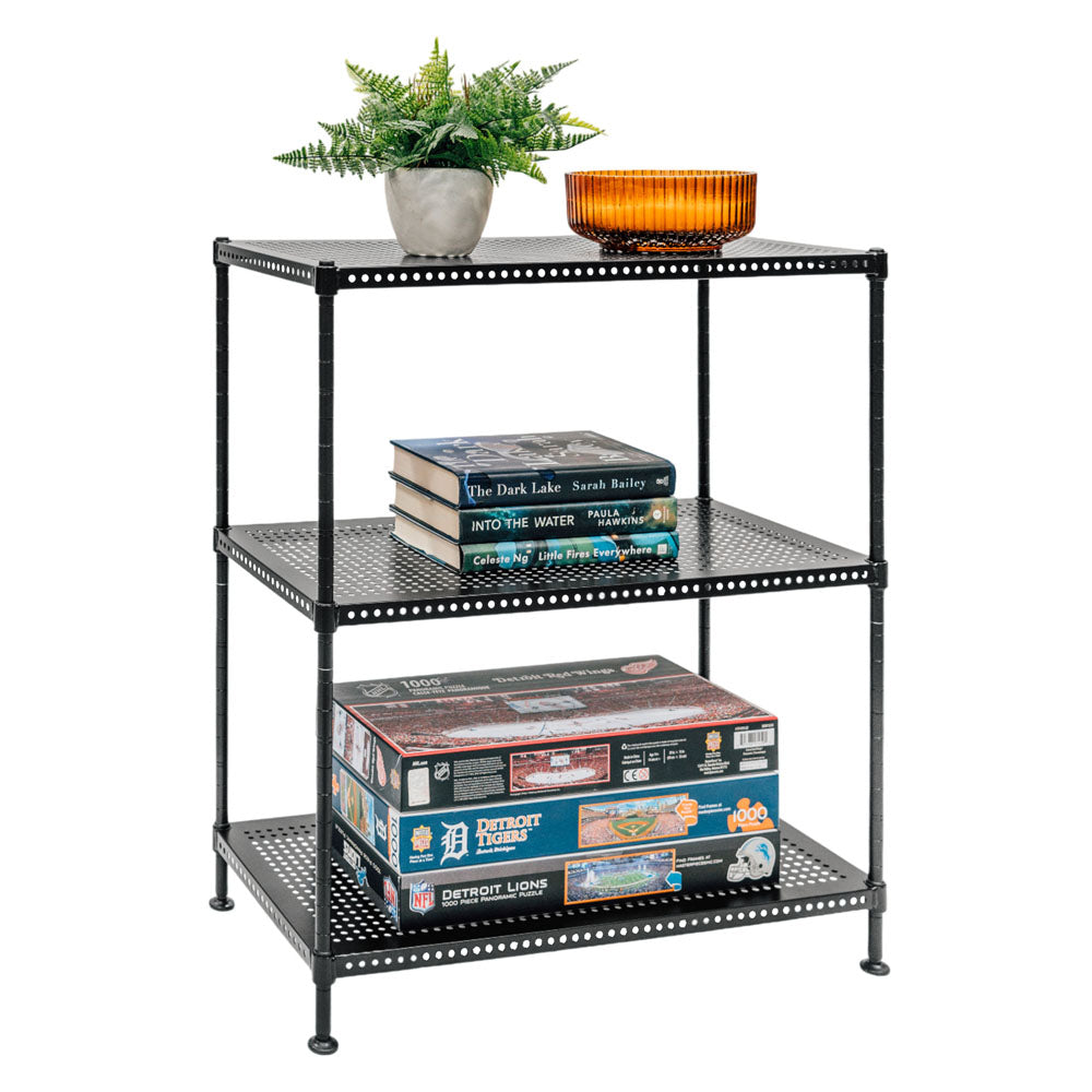 Standard Duty 12"d x 24"w x 28"h 3-Tier Perforated Metal Shelving