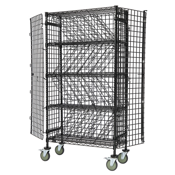 14"d 5-Tier Black Bulk Wine Security Carts