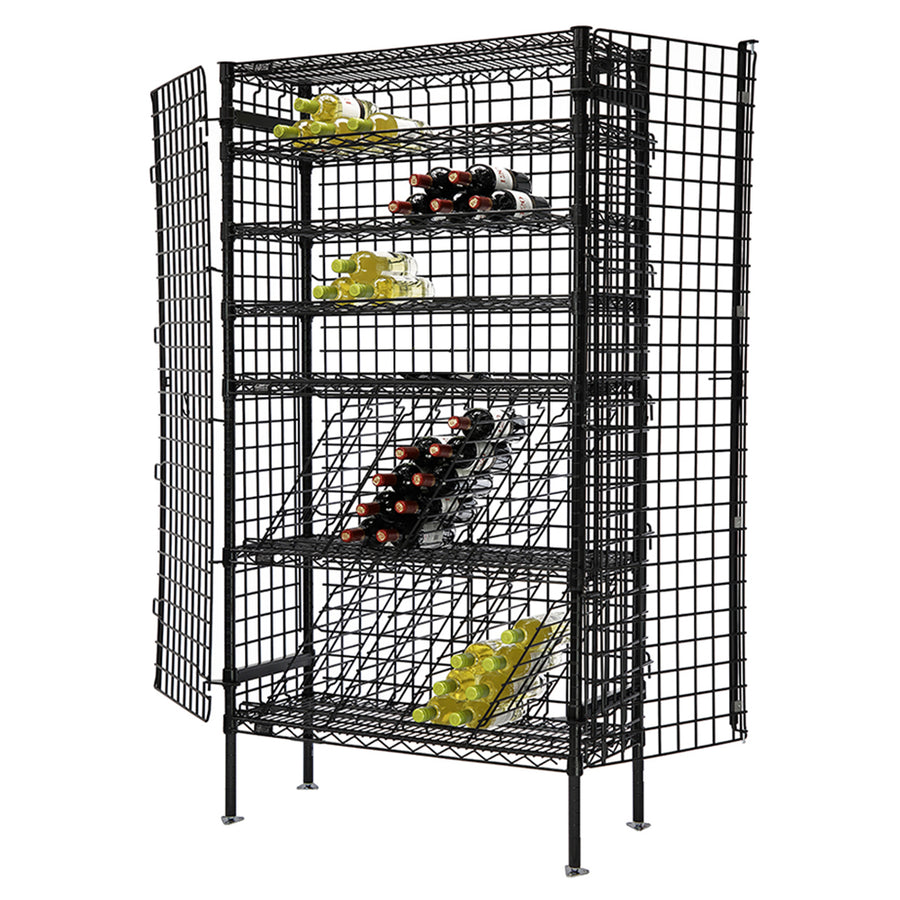 14"d Black Wine Security Wire Shelving