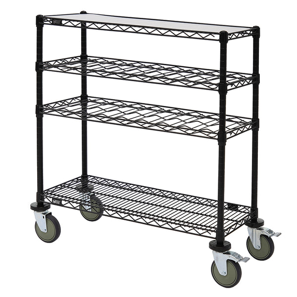 14"d Black Wine Wire Shelving Carts