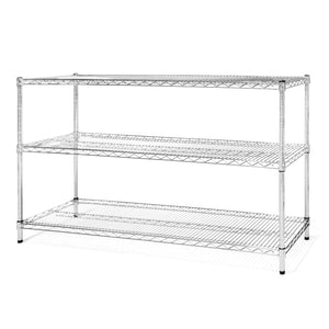 14"d x 34"h Chrome Wire Shelving w/ 3 Shelves