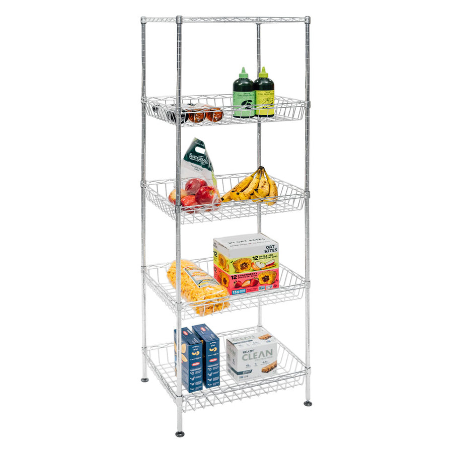 Standard Duty 14"d x 18"w x 60"h 5-Tier Chrome Wire Basket Shelving