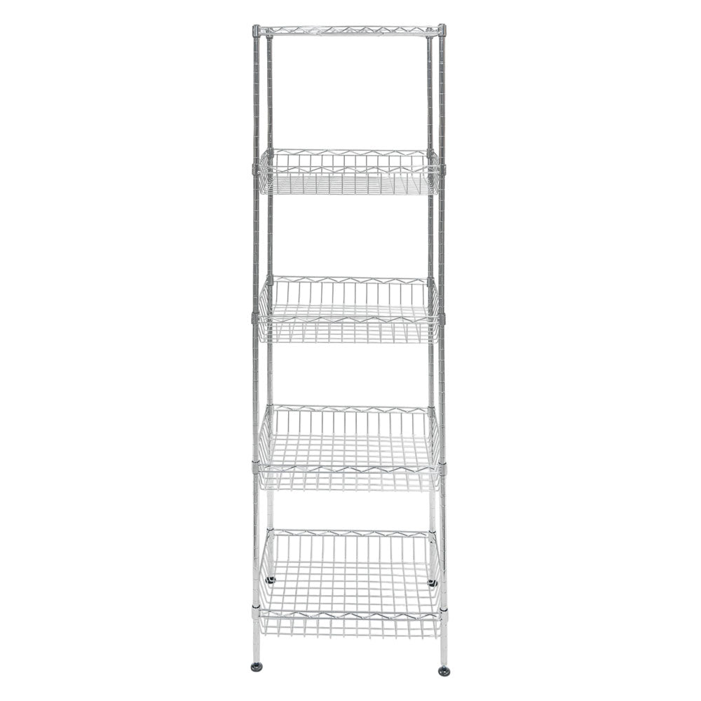 Standard Duty 14"d x 18"w x 60"h 5-Tier Chrome Wire Basket Shelving