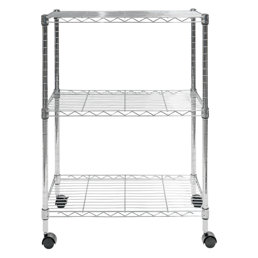 Standard Duty 14"d x 24"w x 32"h 3-Tier Chrome Mobile Wire Shelving