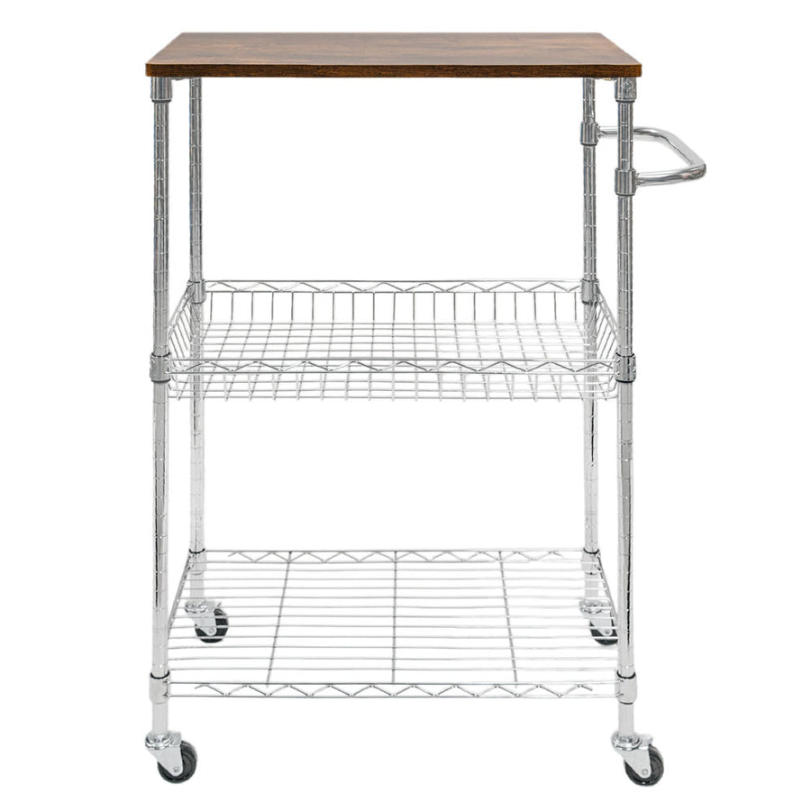 Standard Duty 14"d x 24"w x 36"h 3-Tier Chrome Wire Shelving Cart