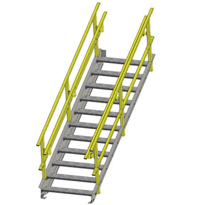 24"w OSHA Stairway w/ External Guard Rails