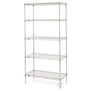 18"d x 74"h - Metro Super Erecta Stainless Steel 5-Shelf Starter Units