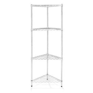 18"d Chrome Wire Triangle Corner Unit w/ 4 Shelves