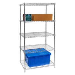 Standard Duty 18"d x 36"w x 72"h 5-Tier Chrome Wire Shelving