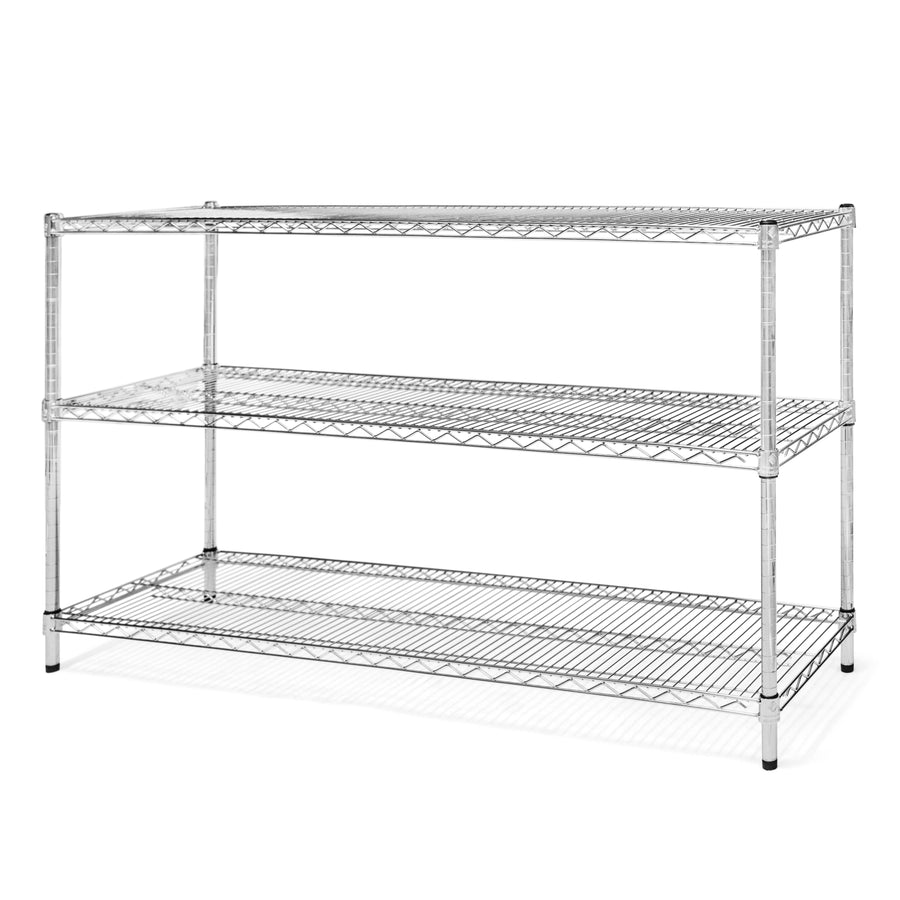 21"d x 34"h Chrome Wire Shelving w/ 3 Shelves