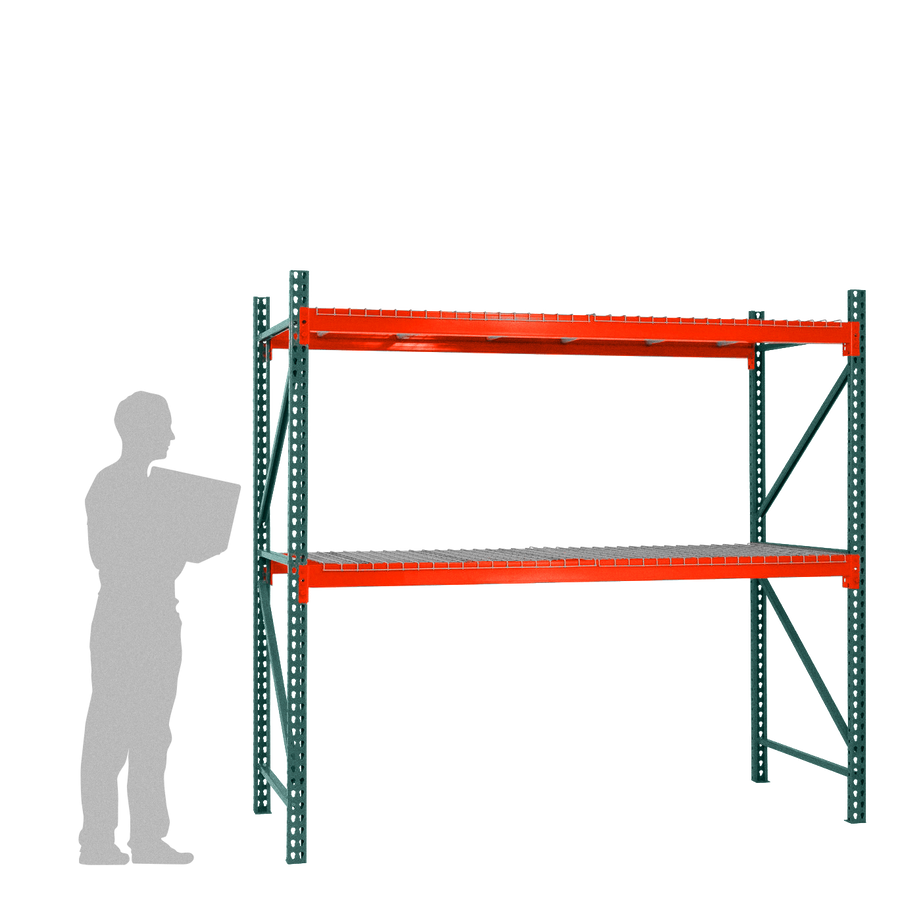 2-Tier Teardrop Pallet Rack Starter Units w/ Wire Decking - 36"d x 96"h