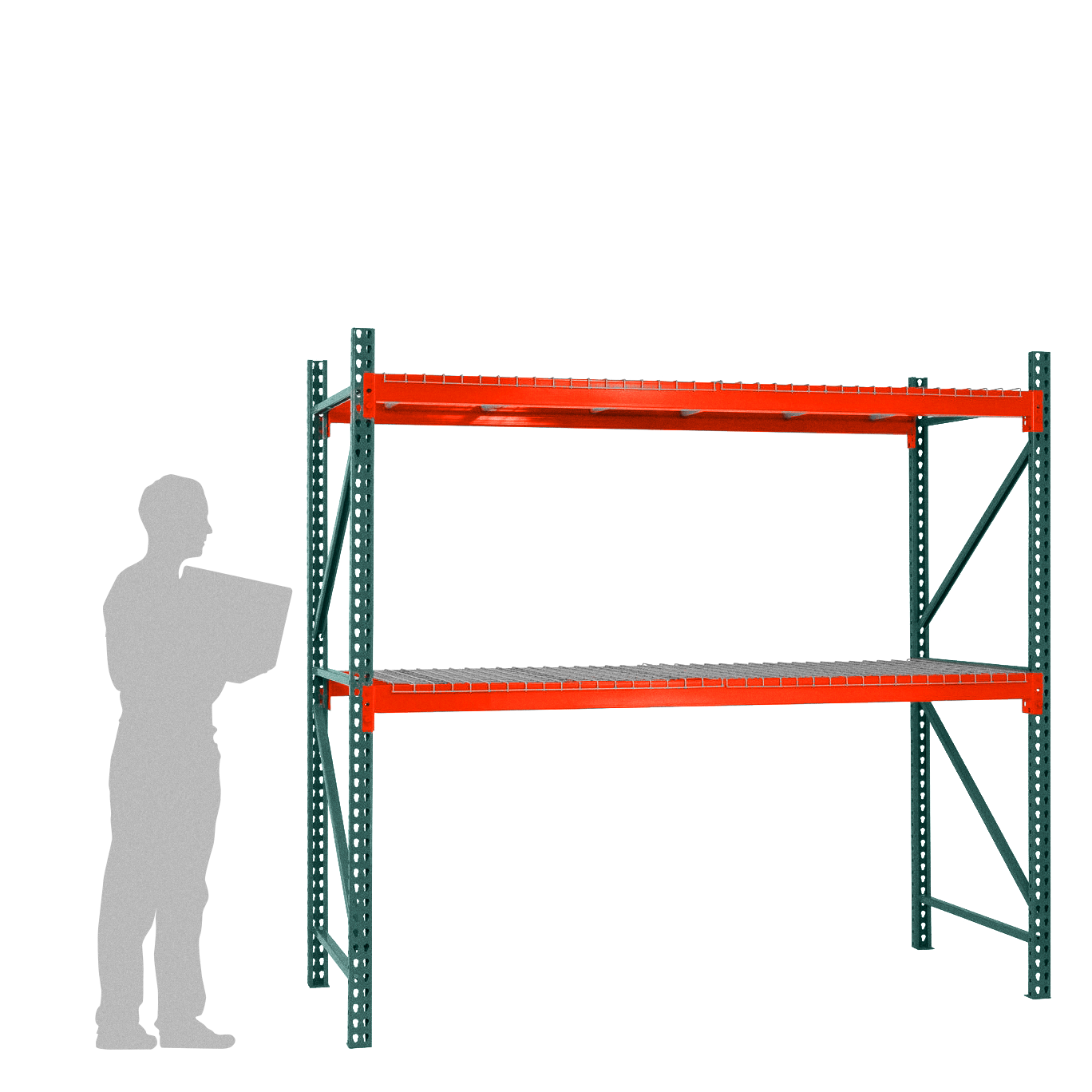 2-Tier Teardrop Pallet Rack Starter Units w/ Wire Decking - 36"d x 96"h