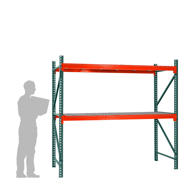 2-Tier Teardrop Pallet Rack Starter Units w/ Wire Decking - 36"d x 96"h