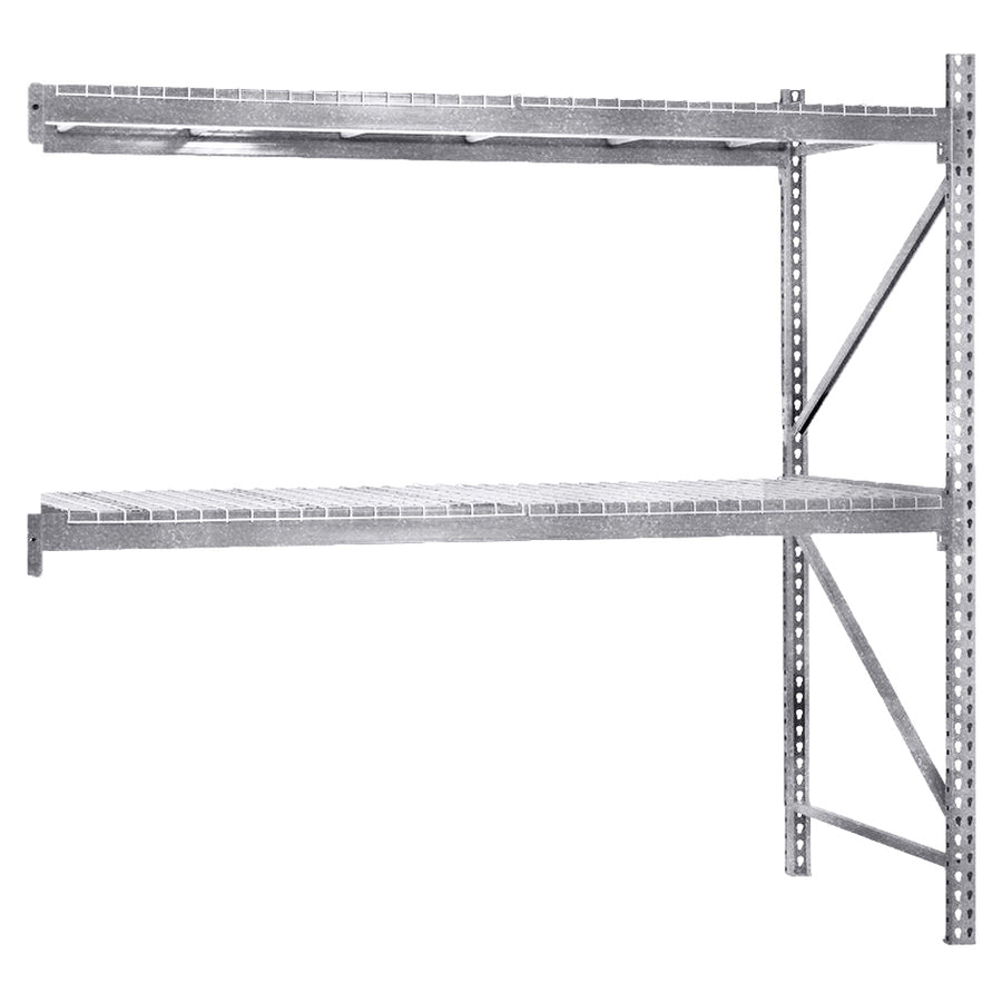 2-Tier Galvanized Teardrop Pallet Rack Add-On Units w/ Wire Decking - 48"d x 120"h