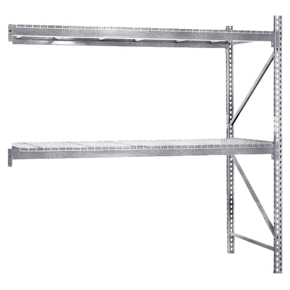 2-Tier Galvanized Teardrop Pallet Rack Add-On Units w/ Wire Decking - 48"d x 96"h