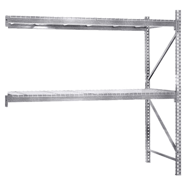 2-Tier Galvanized Teardrop Pallet Rack Add-On Units w/ Wire Decking - 42"d x 96"h