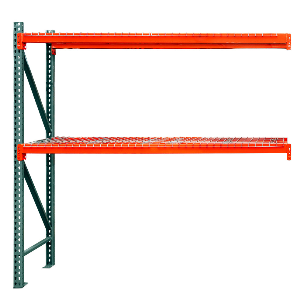 2-Tier Teardrop Pallet Rack Add-On Units w/ Wire Decking - 24"d x 72"h