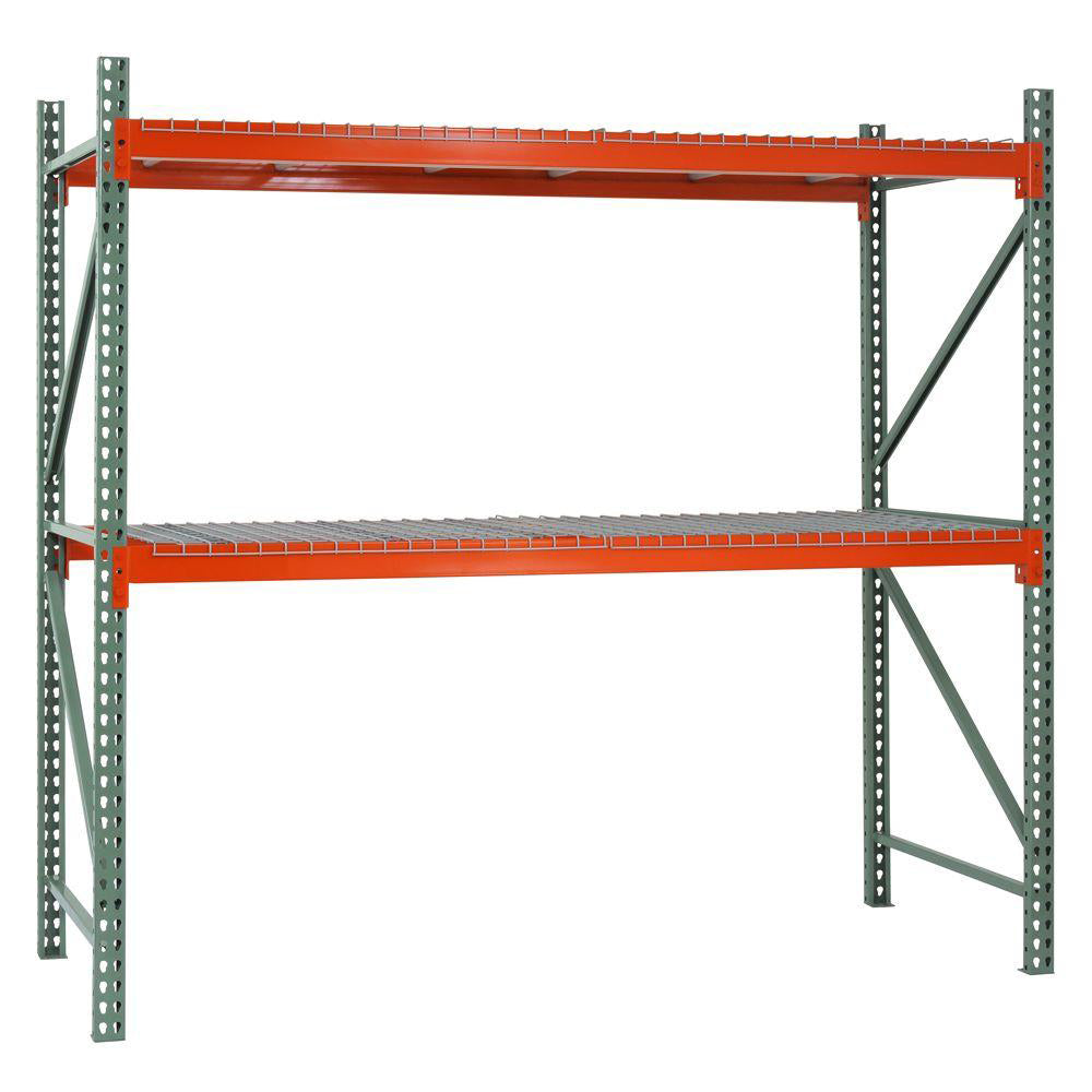 2-Tier Teardrop Pallet Rack Starter Units w/ Wire Decking - 24"d x 72"h