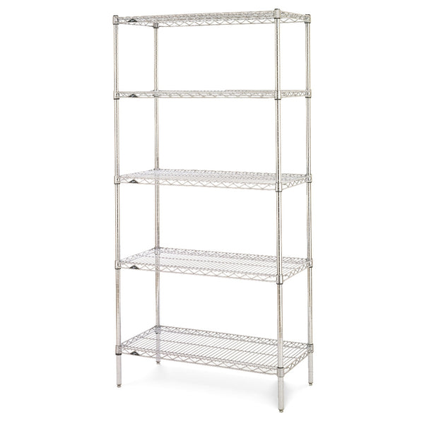 24"d x 74"h - Metro Super Erecta Stainless Steel 5-Shelf Starter Units