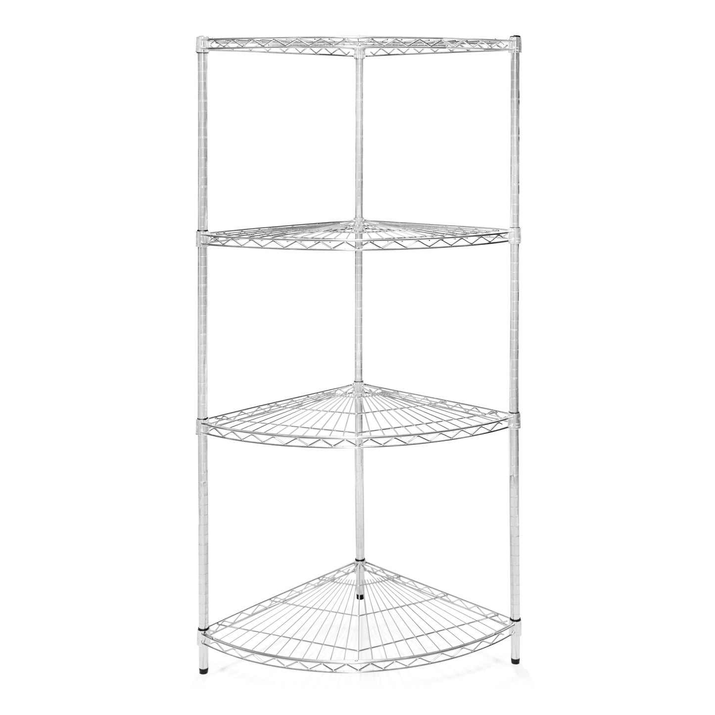 24"d Chrome Wire Radius Corner Unit w/ 4 Shelves