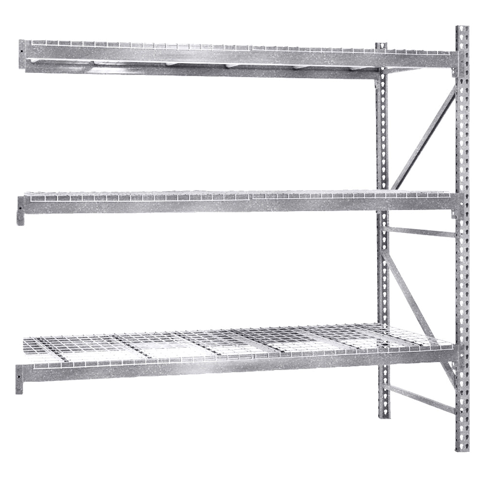 3-Tier Galvanized Teardrop Pallet Rack Add-On Units w/ Wire Decking - 48"d x 144"h