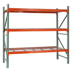 3-Tier Teardrop Pallet Rack Starter Units w/ Wire Decking - Heavy Duty - 36"d x 144"h