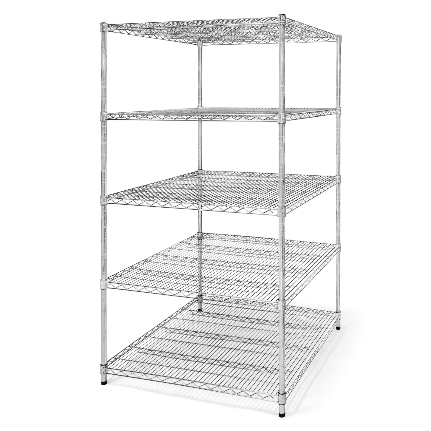 36"d x 36"w Chrome Wire Shelving w/ 5 Shelves