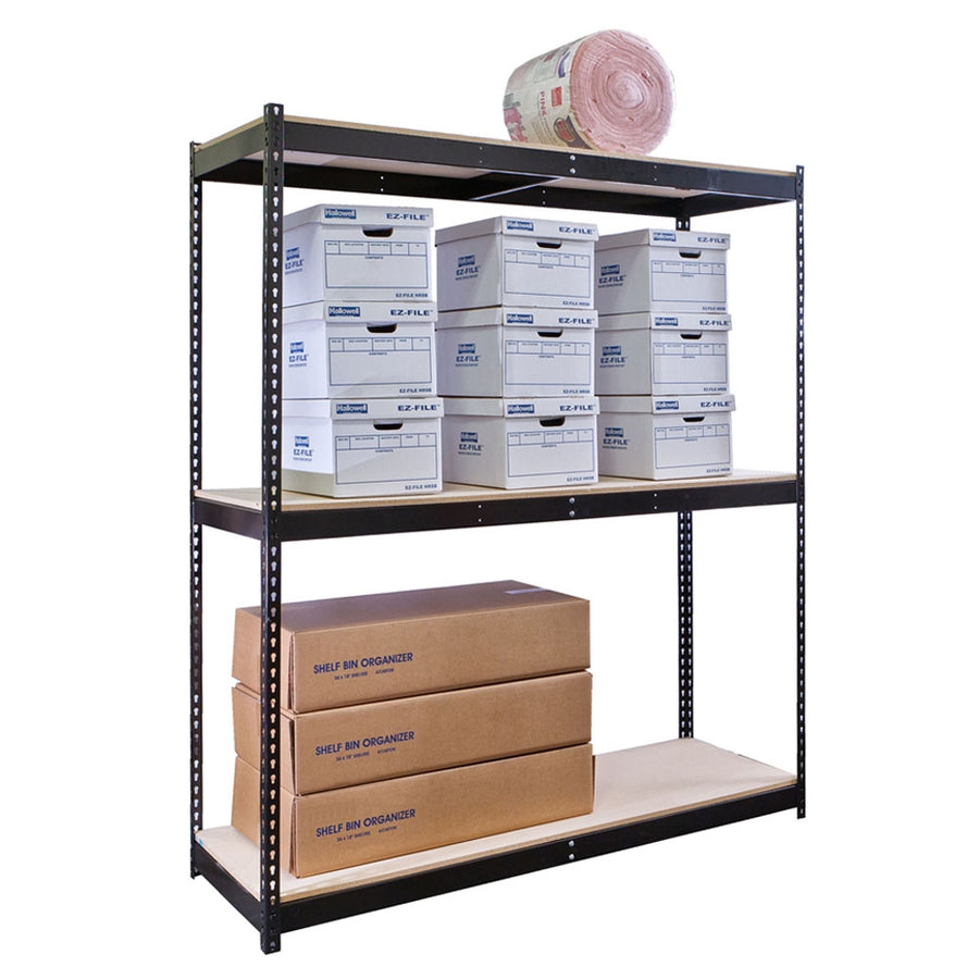 3-Shelf Black Double Rivet Shelving Starter Units - 18"d