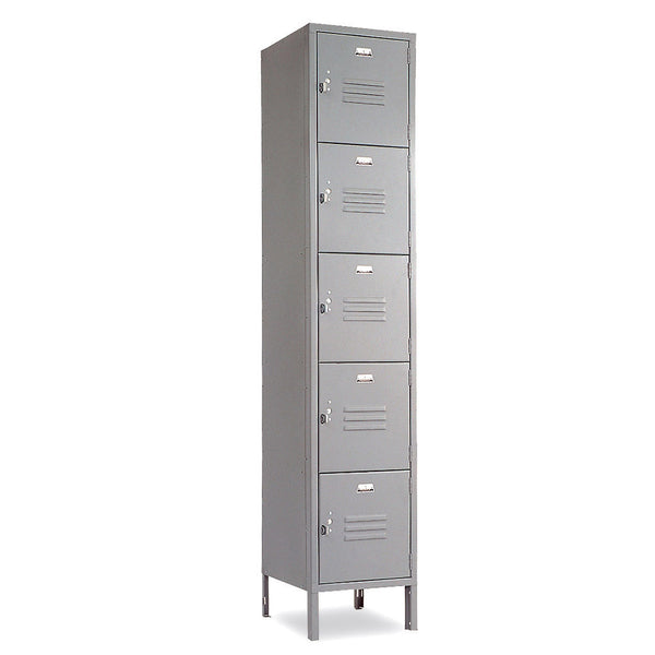 5 Tier Lockers - 12"d x 12"w x 66"h - Gray