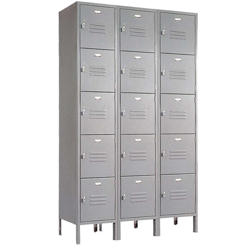 5 Tier Lockers - 15"d x 12"w x 66"h - Gray