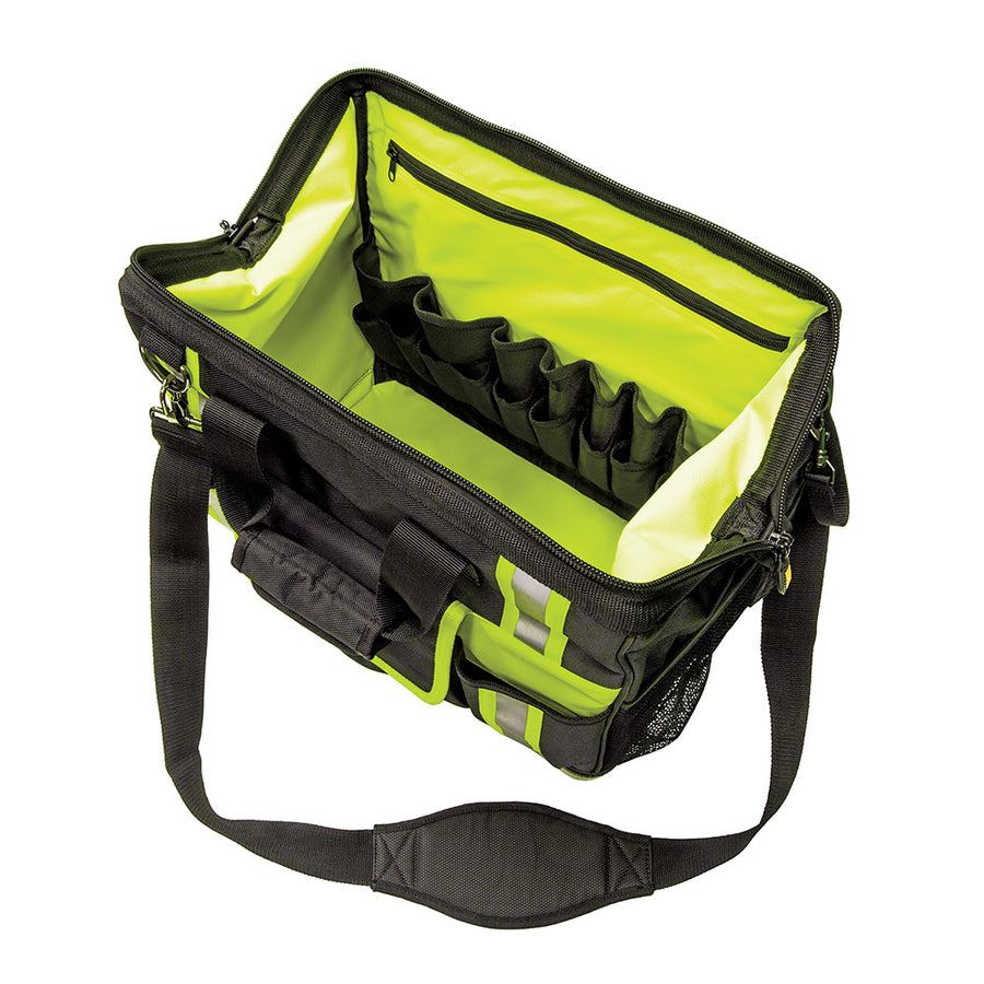 Klein Tool Bag, Tradesman Pro™ High-Visibility Tool Bag, 42 Pockets, 16-Inch (55598)