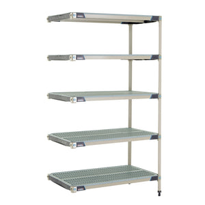 24"d x 74"h MetroMax i Antimicrobial 5-Shelf Add-On Units w/ Grid Mats