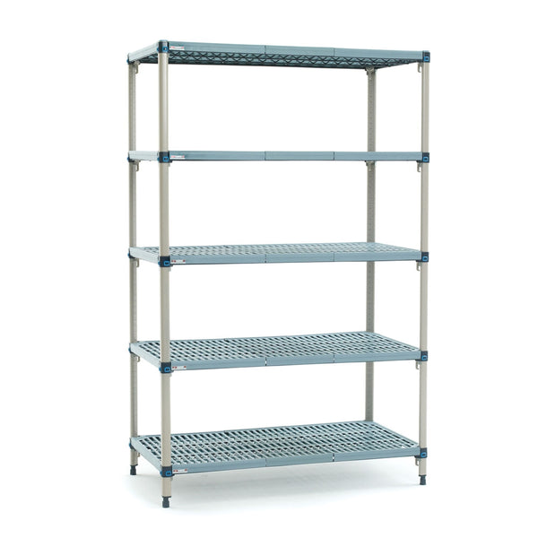 18"d x 74"h MetroMax Q Antimicrobial 5-Shelf Starter Units w/ Grid Mats