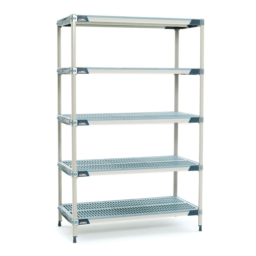 18"d x 74"h MetroMax i Antimicrobial 5-Shelf Starter Units w/ Grid Mats