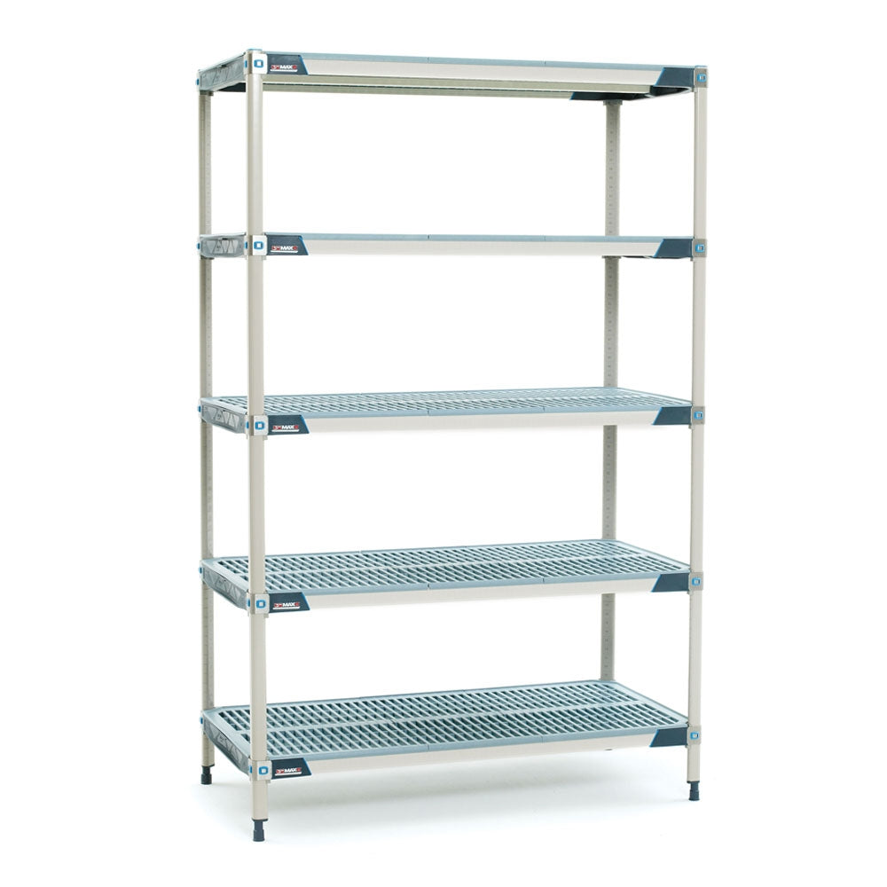 18"d x 74"h MetroMax i Antimicrobial 5-Shelf Starter Units w/ Grid Mats