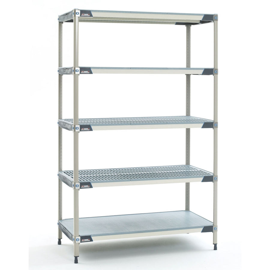 18"d x 74"h MetroMax i Antimicrobial 5-Shelf Units w/ Grid & Solid Mats