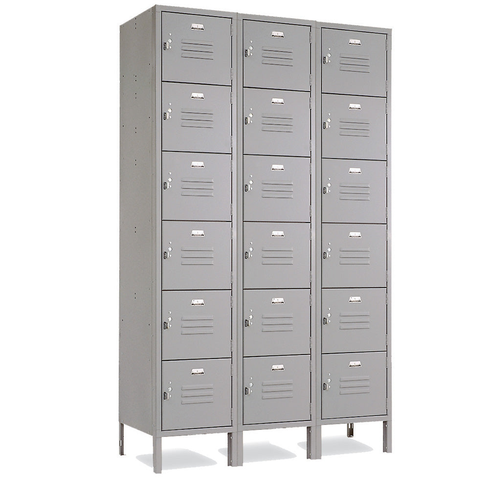 6 Tier Lockers - 18"d x 12"w x 78"h - Gray