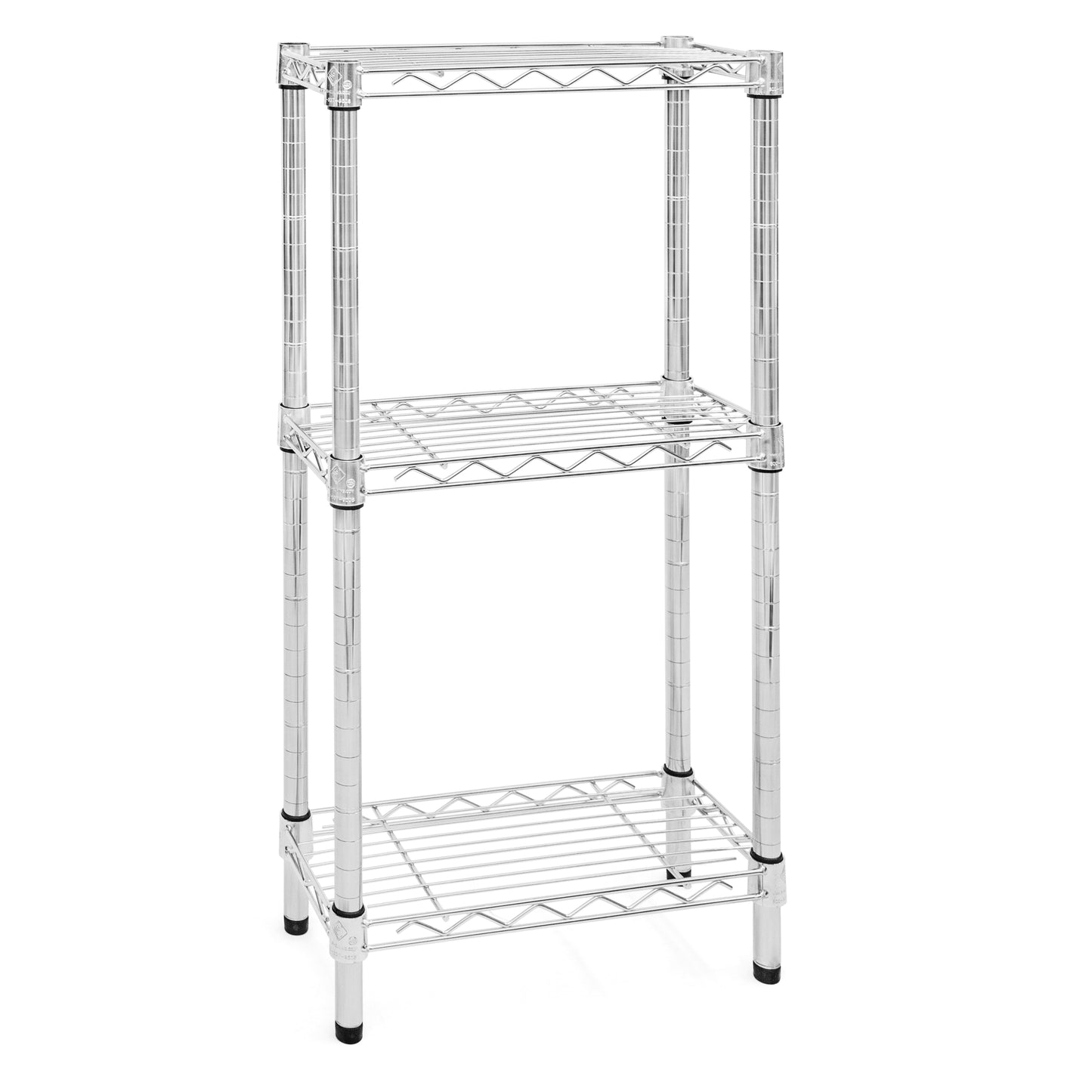 8"d x 34"h Chrome Wire Shelving w/ 3 Shelves