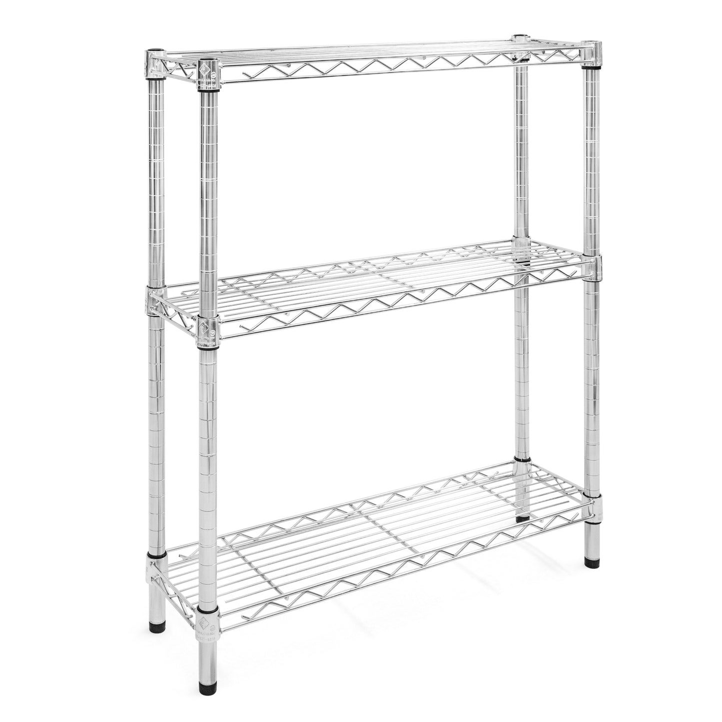 8"d x 34"h Chrome Wire Shelving w/ 3 Shelves