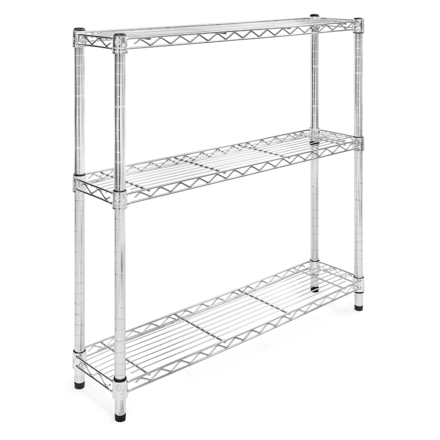 8"d x 34"h Chrome Wire Shelving w/ 3 Shelves