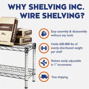 8"d x 8"w Wire Shelving Add-On Units w/ 4 Shelves